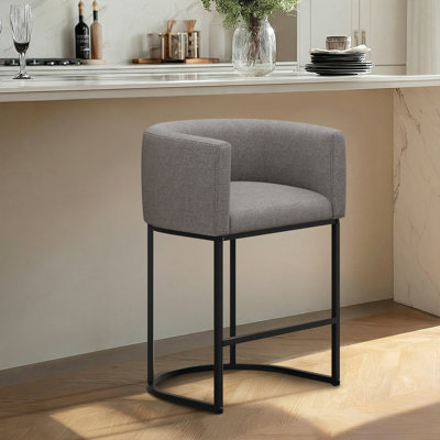 Upholstered Counter Stool with Metal Frame