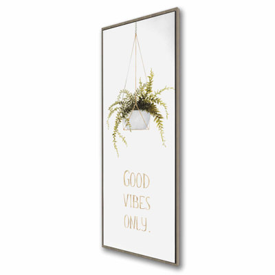 Toile à motif floral Good Vibes Only Leaves | Cadre blanc