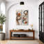 Ensemble de 2 impressions encadrées sur toile, motif abstrait de cercles superposés noirs, gris et orange rouille, 81 x 30 x 5 cm (32 x 12 x 2 pouces).-134738979-134738980