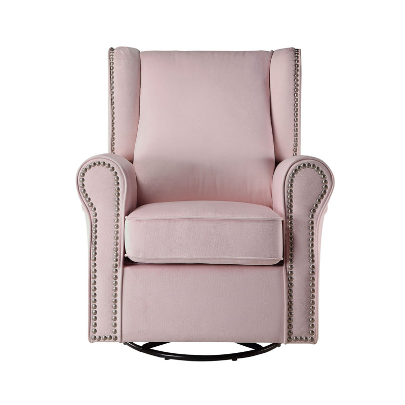 Chaise pivotante à accoudoirs roulés avec têtes de clou