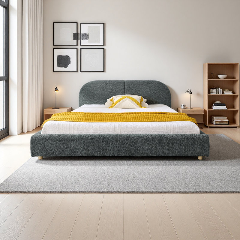 Base de lit tapissier grand, Gris foncé