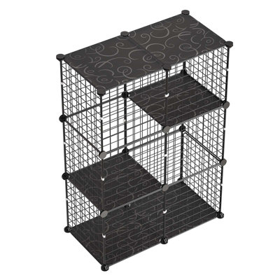 Cat Cage 3-Tier 27.99"x27.99"x40.98" DIY Cat Playpen with Hammock, Indoor Enclosure Detachable Metal Wire Kennel Crate, Large Exercise Place Ideal for 1-2 Cats, Kittens & Small Animals, Black