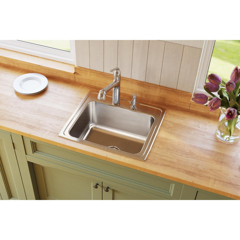 Lustertone 22"L x 19.5" W Drop-In Kitchen Sink, 0 hole