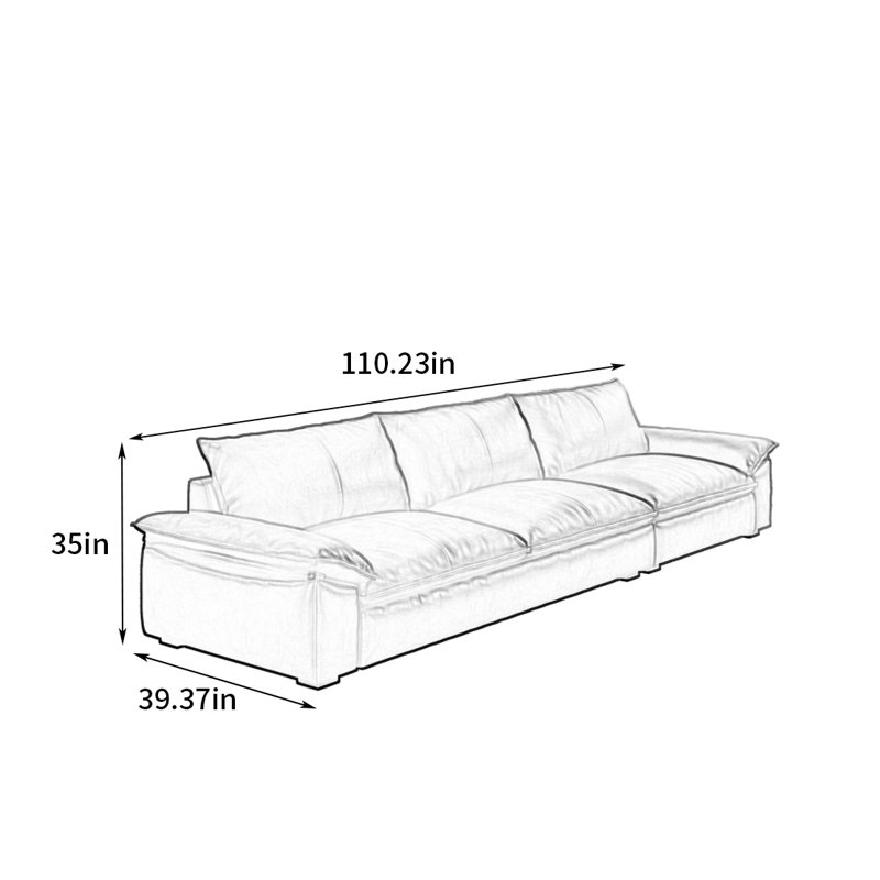 Canapé simple tofu, H 35 po x l 110,23 po x P 39,37 po