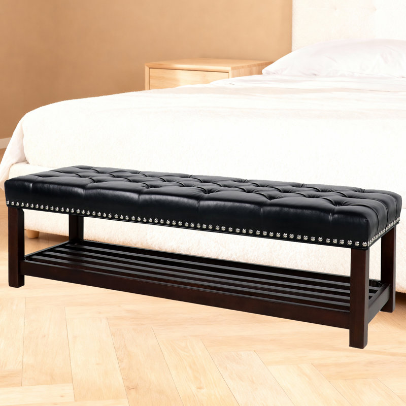 Banc de rangement en polyuréthane Martinette, Noir