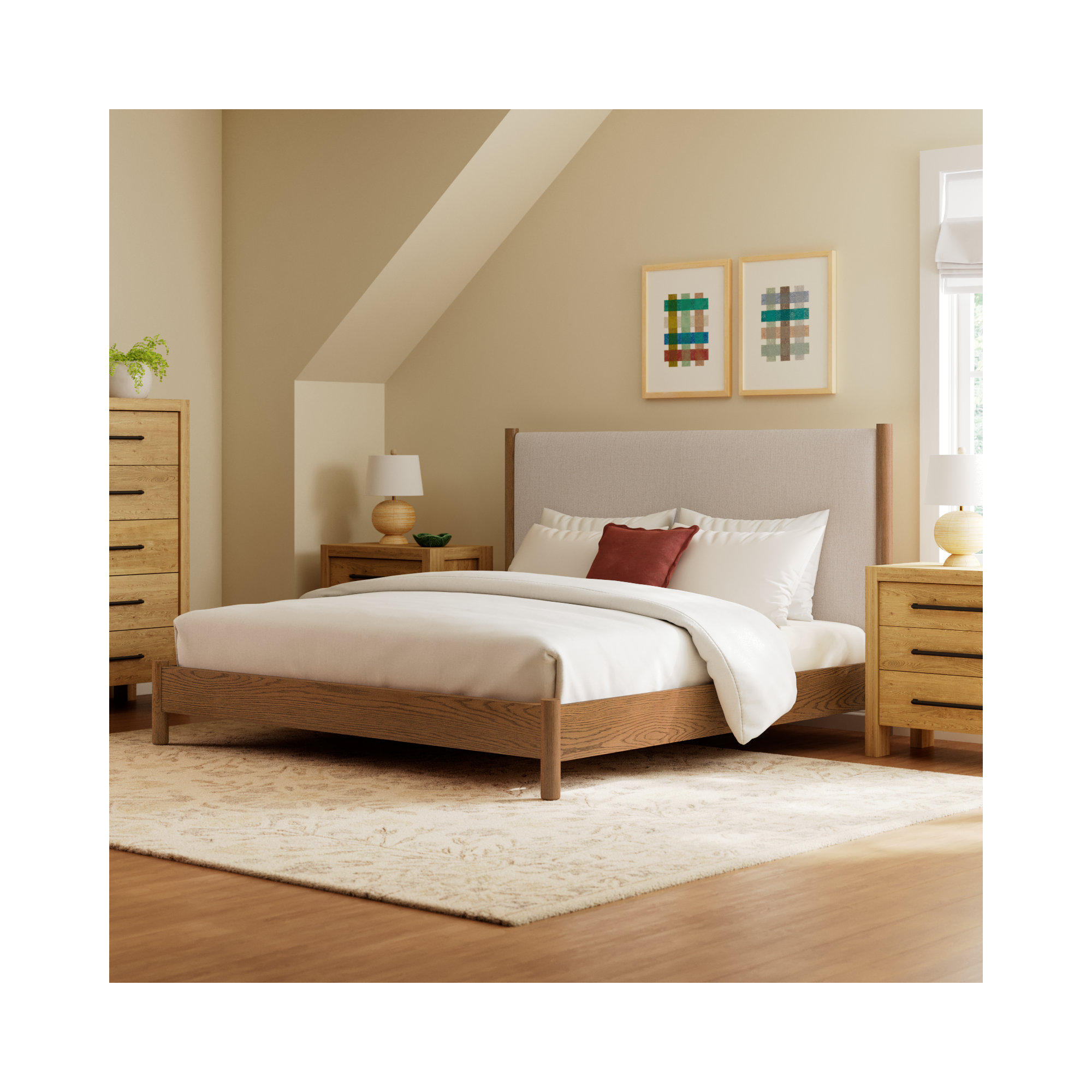 Linda Upholstered Bed, King, Essence Natural