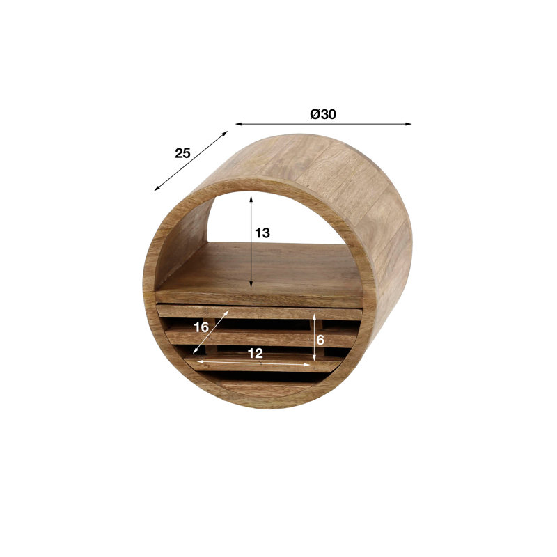 Livorno Round Solid Wood Floating Shelf, 30cm H x 30cm W x 25cm D