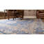 Tapis bleu moderne à motif géométrique en laine noué à la main à motif de médaillons circulaires-986953919