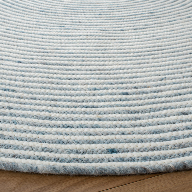 Tapis gris / ivoire en laine / coton fait à la main Avangeline, Rond 6 pi