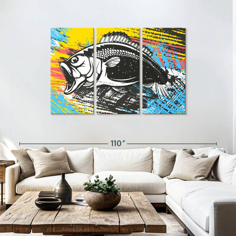 Brampt Abstract Bass Fishing, 48" H x 74" W
