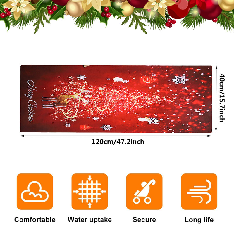 Jenova Polyester Non-Skid Kitchen Mat, Rectangle 3'11" x 1'4"