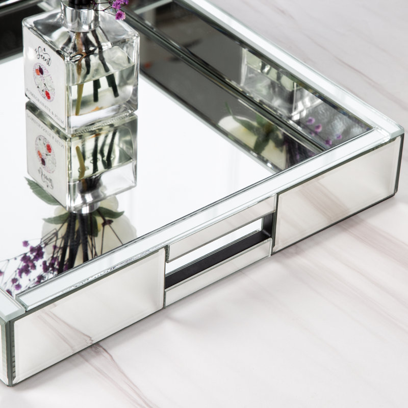 Glass Tray, Silver