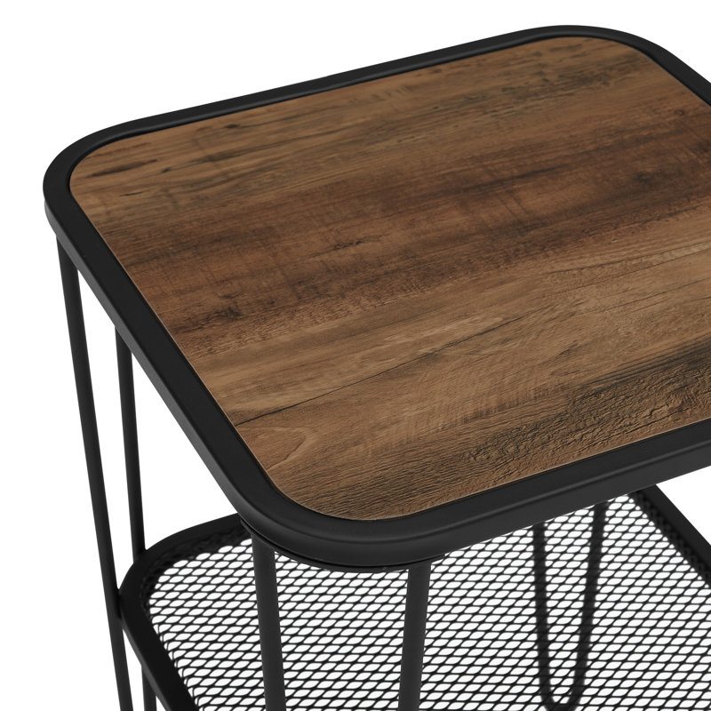 Table de bout avec rangement Maisonet, Chêne rustique