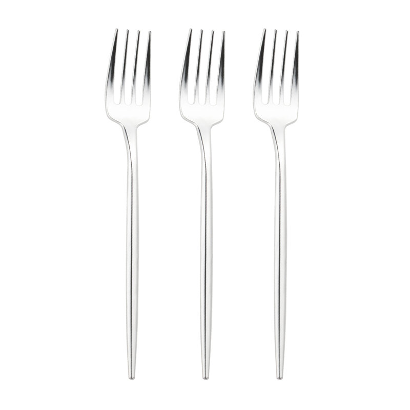 Fourchettes à dessert en plastique Shiny Silver Moderno