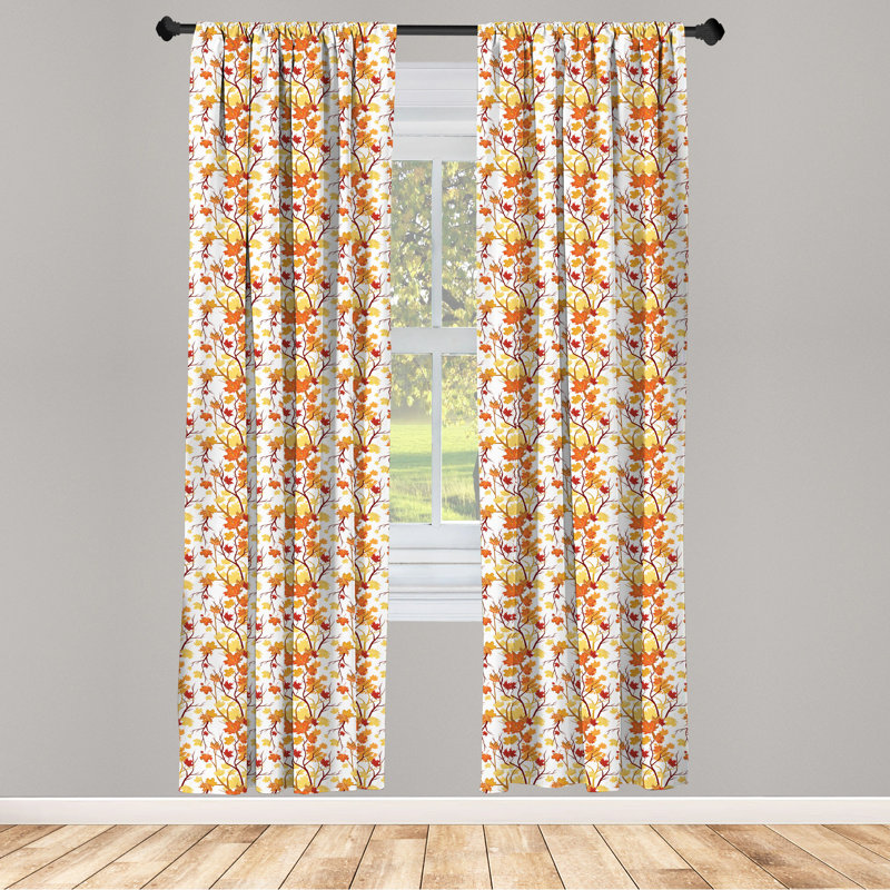 Fall Semi-Sheer Rod Pocket Curtain Panels, 28" x 84"