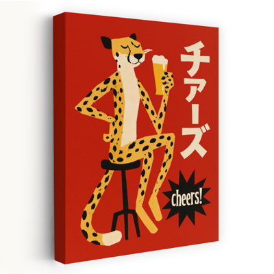 «Chilling Cheetah Cheers», impression murale rétro