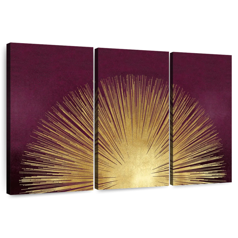 Avery Sunburst Rising On Burgundy, 20" H x 33" W