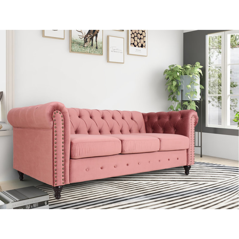 Canapé Strock Arm, Velours rose fumé
