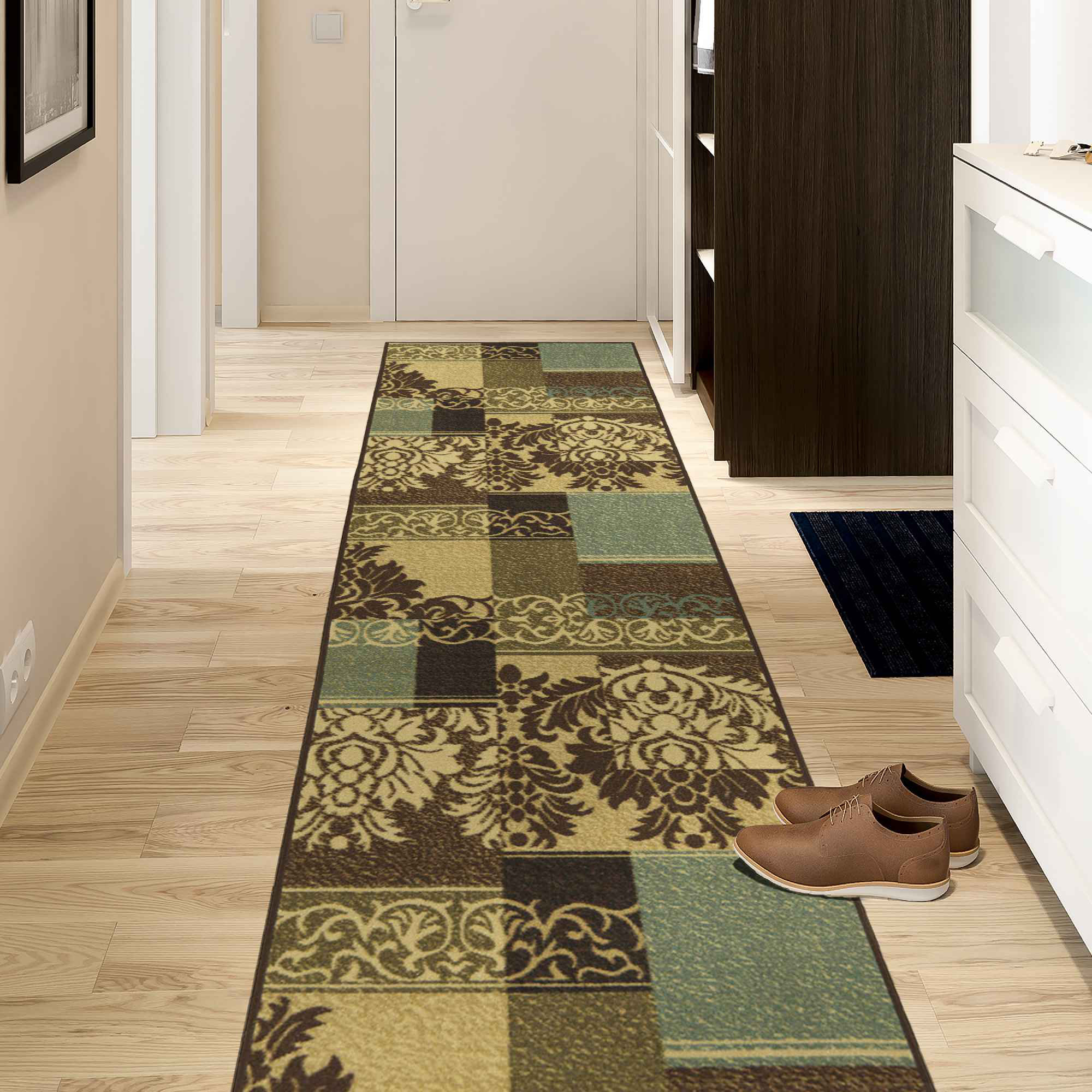 Ottomanson Classics 2 X 7 (ft.) Brown Indoor Border Machine Washable Runner  Rug in the Rugs department at