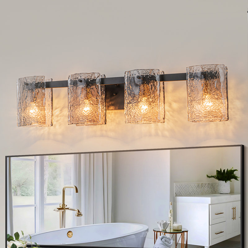 Luminaire de salle de bain moderne à intensité variable Beth, H 11,42 po x l 33,46 po x P 7,48 po, Quatre lumières