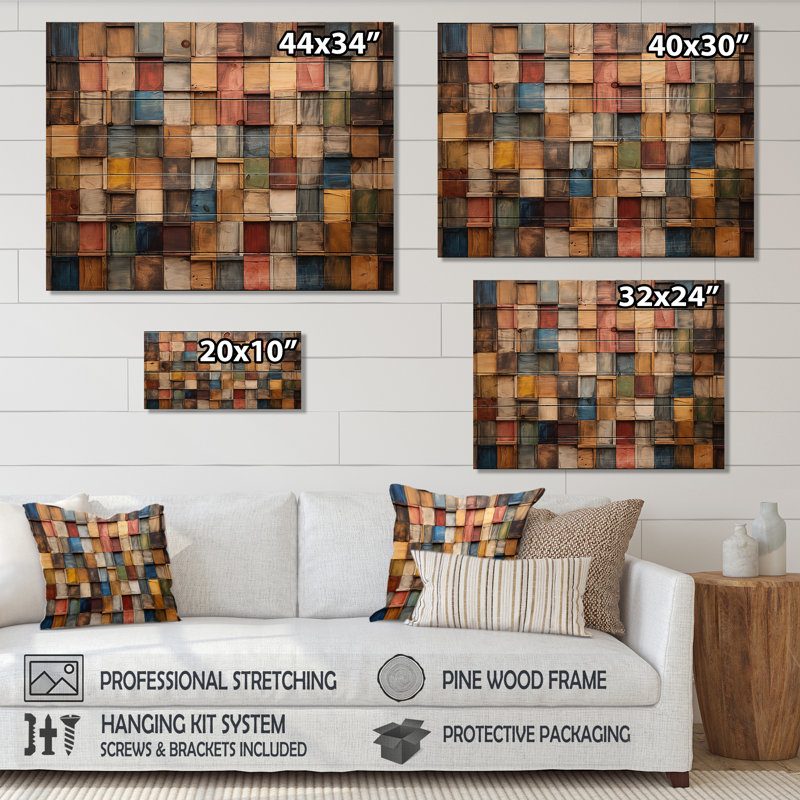 Cortny - Décoration murale géométrique en bois, H 30 po x l 40 po