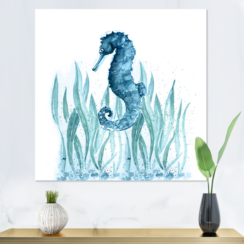 Blue Art Seahorse - on, H 16 po x l 16 po x P 1 po, Toile tendue