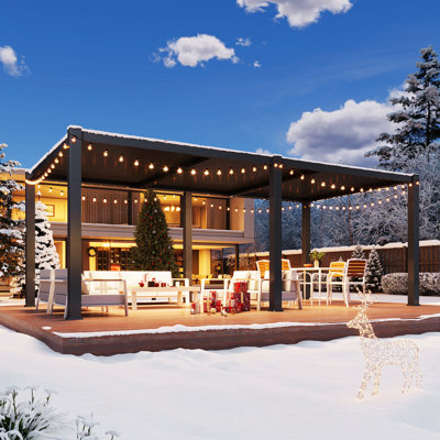 20 pi L 10 pi. D Pergola d'extérieur en métal avec toit réglable