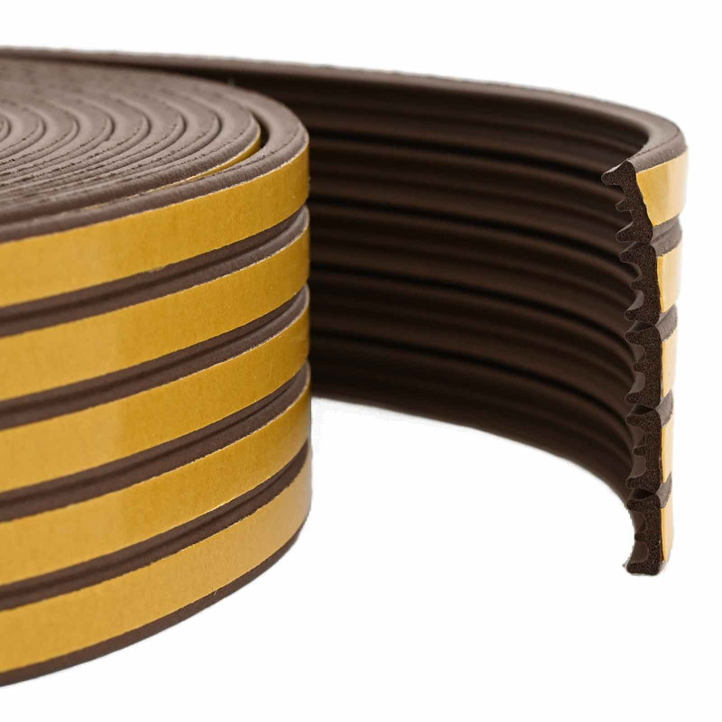 vidaXL Self-Adhesive Window Seal EPDM Foam Easy To Cut Grid-Pattern Strip Door, 0.4cm H x 5000cm W x 0.9cm D, Brown