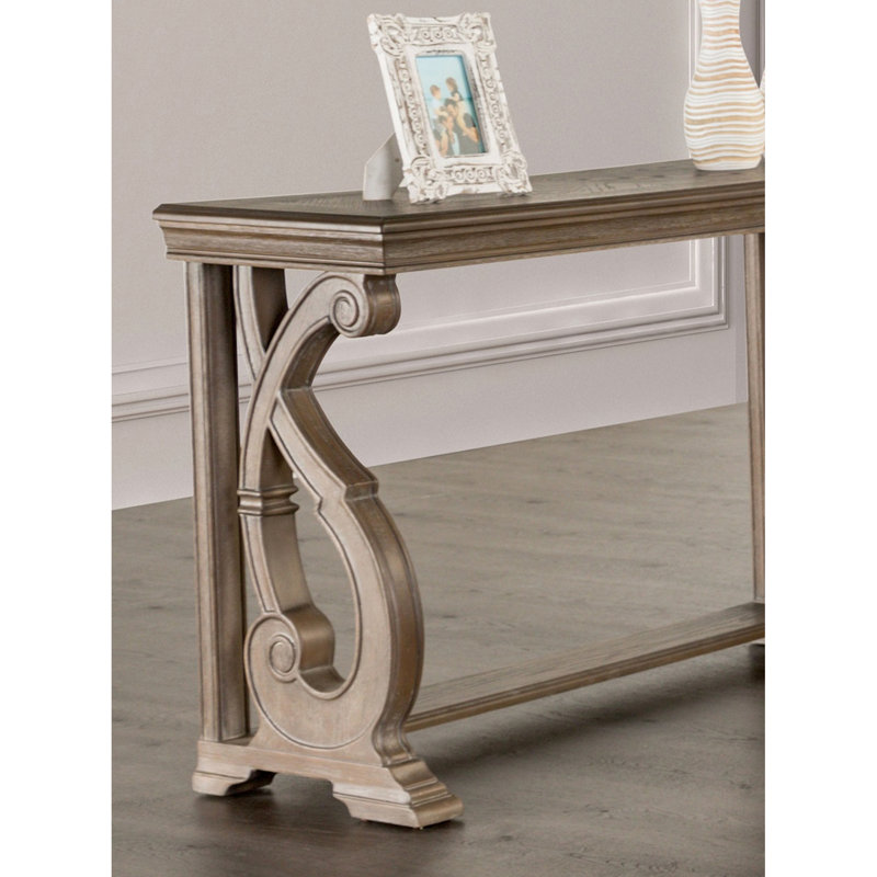 Traditional, Table, Solid Wood, Scroll Legs, Medium - Sized Surface, 50 Inches Wide Traditional Style, Weathered Oak, 30 Tall