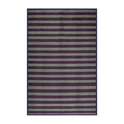 Machine Washable Horizontal Stripes Purple Area Rug