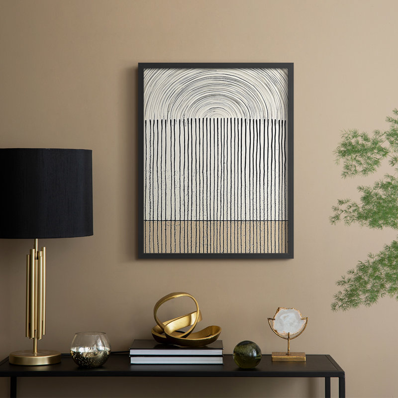 Abstrait encadré, reproduction encadrée prête à être suspendue, H 29 po x l 23 po, Noir