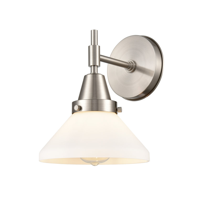 Amede Armed Sconce, Satin Nickel, Beige