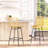 Rattan Bar Stools Set Of 2, 26" Counter Height Barstools, Boho Kitchen Island Stools With Breathable Wicker Seat And Back, Yellow-1398488383
