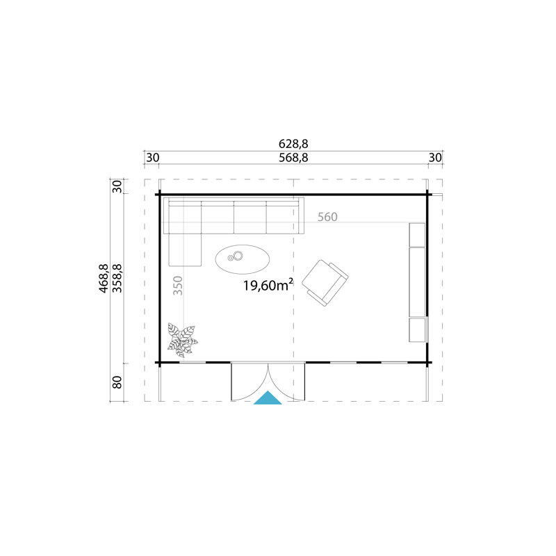 Lasita Barbados 6 - 17 x 12 Ft. Pent Roof Premium Log Cabin With Double Glazing (44mm), Barbados 6 Natural Wood