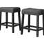 Table de salle à manger 3 pièces pour comptoir - table en bois massif avec prises électriques et ports, sièges, noir anthracite, look rustique et transitionnel, table de 60 pouces, sièges 2, rectangulaire, style design, 2