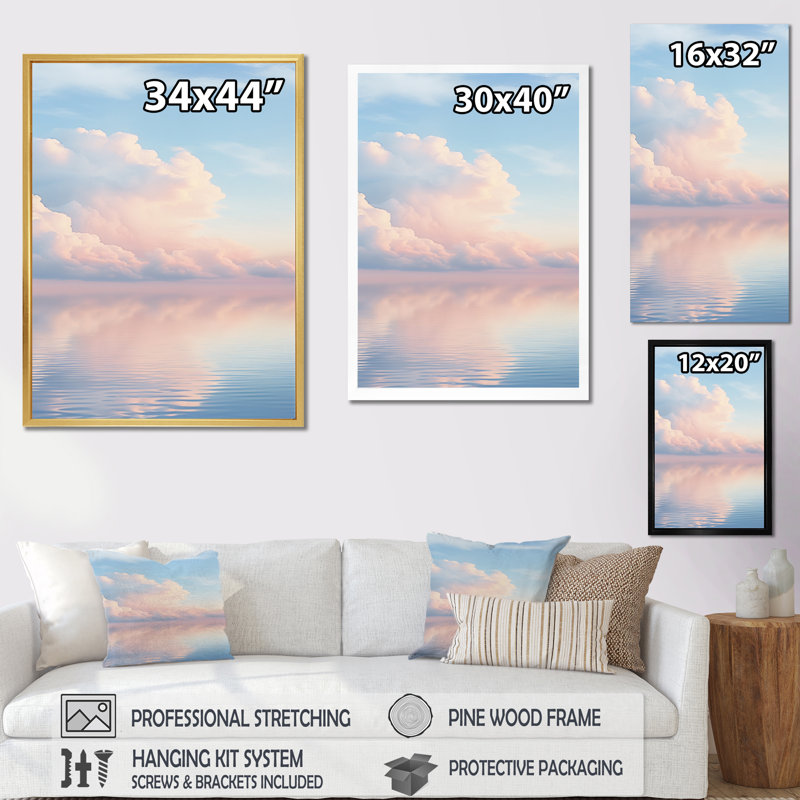 Pink Sky Photo Celestial Reflections - Landscape & Nature Canvas Print, H 44 po x l 34 po x P 1,5 po, Cadre photo argenté