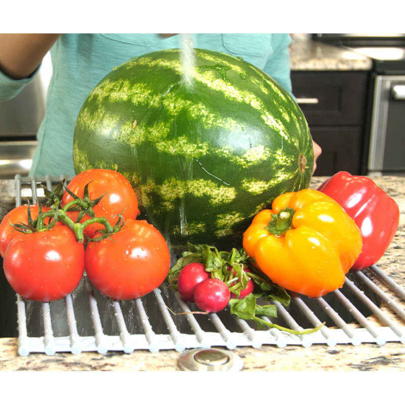 Gray Silicone-Coated Steel Foldable Over-Sink Drying Rack