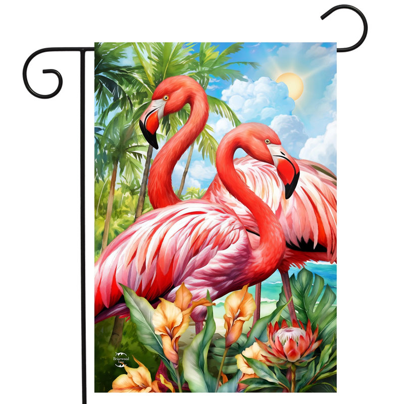 Drapeau de jardin flamant rose