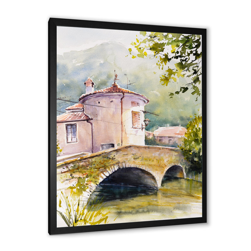 «Old Tabor Bridge over the River», reproduction d'art sur toile, Cadre photo noir, H 20 po x l 12 po x P 1 po