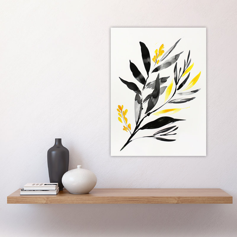 Abstract Plant Lover Frond Yellow Botanical Wall Art Print