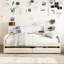 Lit de rangement simple tapissier beige avec tiroirs spacieux, plateforme luxueuse en velours, tête de lit et grands tiroirs pour la literie-1810255695