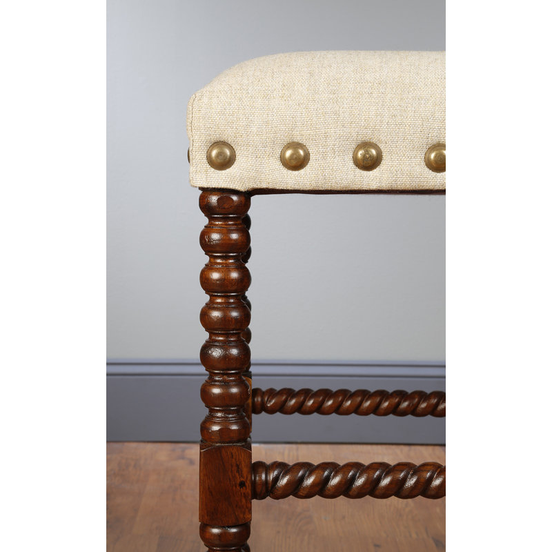 Tabouret de bar 28 po Kimra Bobbin, Teinté pacane, Blanc cassé