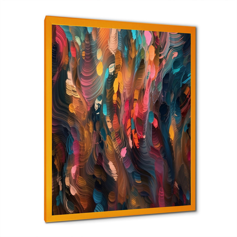 Random Swirls Abstract - Abstract Geometric Canvas Prints, 20" H x 12" W x 1" D, Gold Picture Framed Canvas