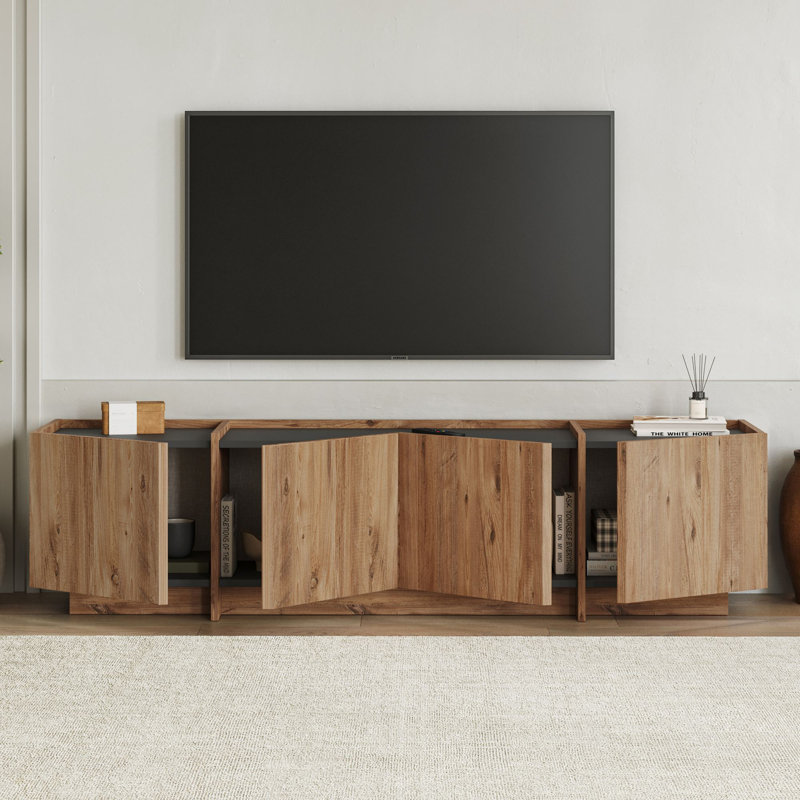 Modern Rustic TV Stand, Atlantic Pine & Anthracite, 70.9 x 18.1 x 13.8 inches | 100% Melamine Coated Particle Board, Thickness: 0.7 inches | Soft-Close Hinges | Stylish & Functional Design for Living Rooms & Entertainment Spaces