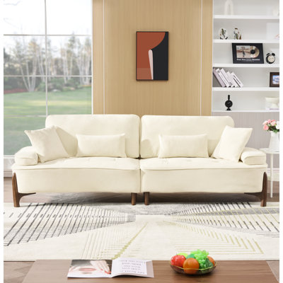 103 po pour le salon et la chambre à coucher. Siège spacieux de 24 po de profondeur. Coussins hauts. Tissu de luxe. Cadre en bois. 3, beige. Style contemporain. Assemblage facile. Capacité de charge de 600 livres, 103 pouces, divers endroits. 24