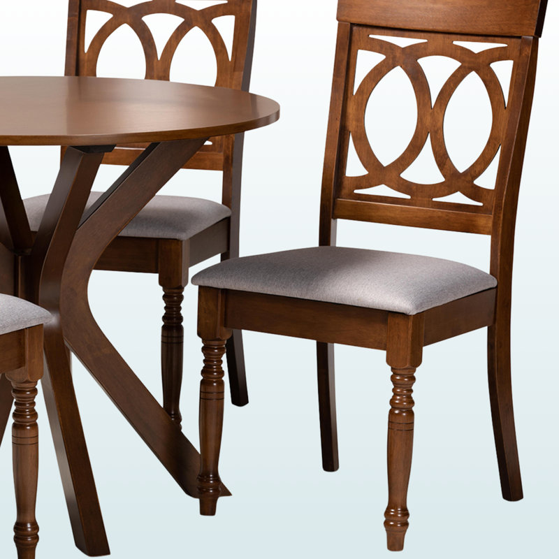 Waverly Dining Set, 29.81" H x 34.11" L x 34.11" W, 5, Walnut Brown/Gray