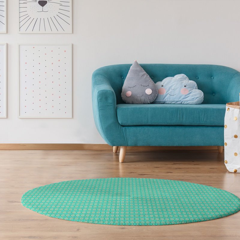 Chenille Geometric Indoor Rug, Round 5'