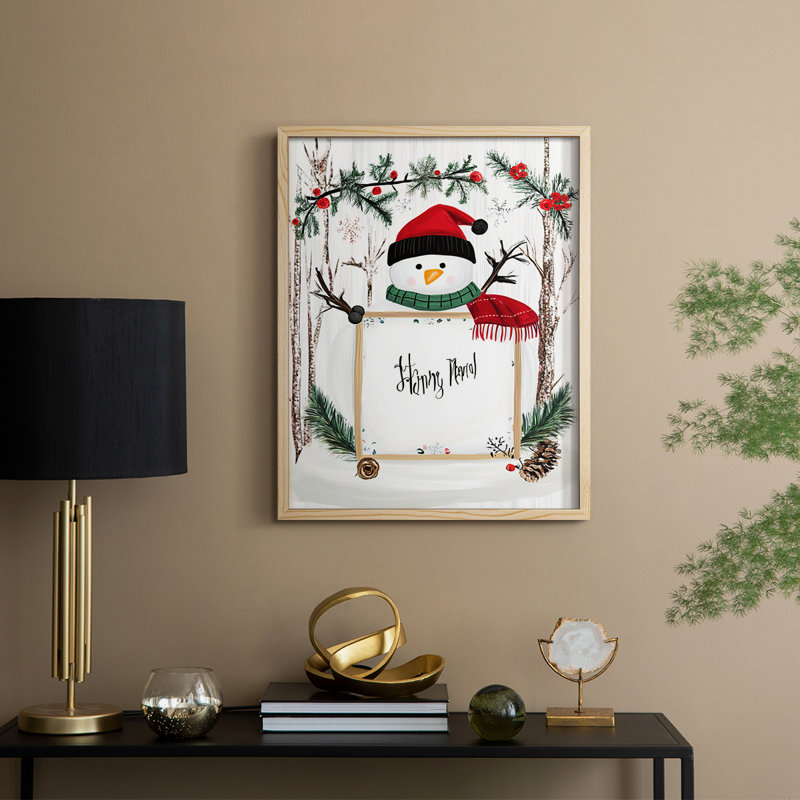 «Christmas Holiday Art XXV III», reproduction encadrée - bois massif, 11" H x 9" W, Natural