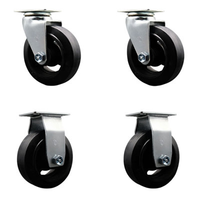 4-Piece Rubber and Cast Iron Caster Set