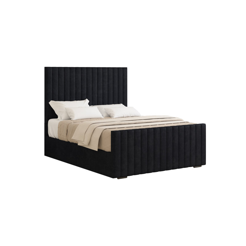 Upholstered Bed, Black, Single (3')